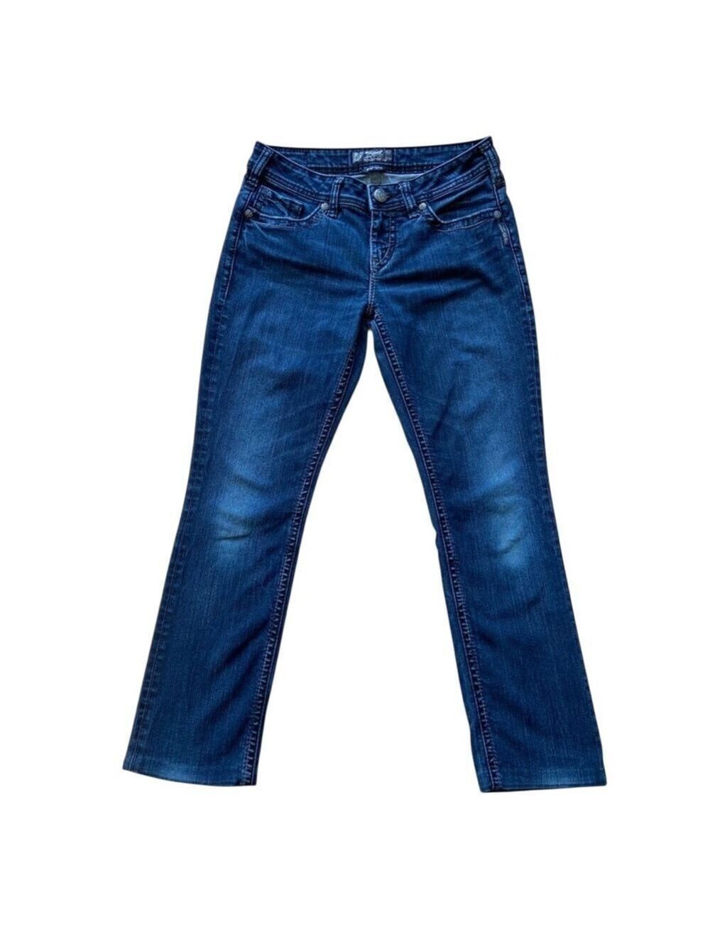 Silver Jeans Aiko baby boot style dark blue stretchy denim mid rise size 29